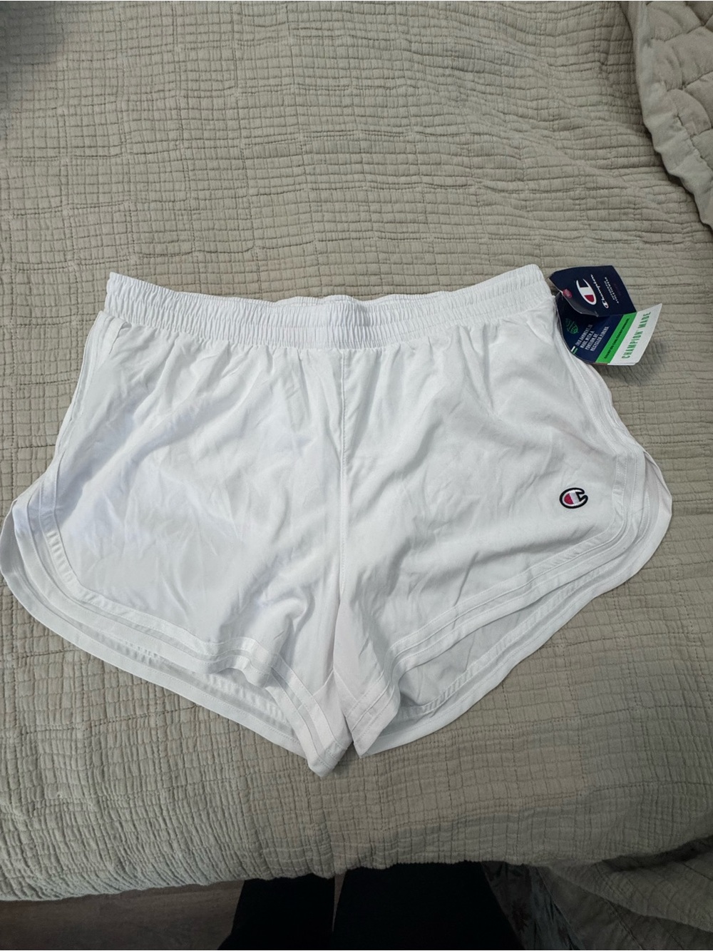 Champion White Women's Athletic Shorts with Logo Accent